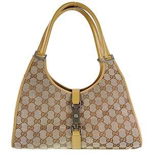 グッチ ジャッキー GGキャンバス キャンバス レザー ベージュ ハンドバッグ