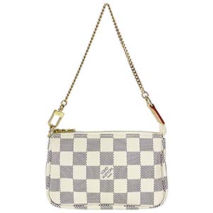 ルイ・ヴィトン ダミエ アズール ミニ ポシェット アクセソワール ホワイト アクセサリーポーチ