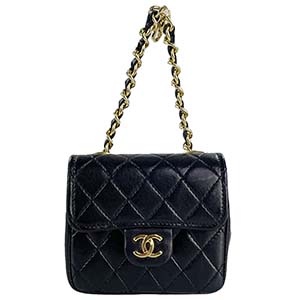 シャネル ミニミニマトラッセ ラムスキン ブラック チェーン ポーチ