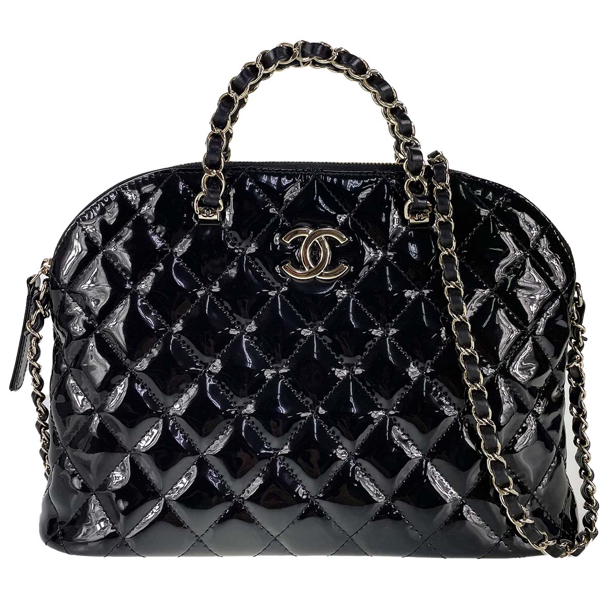 シャネル マトラッセ パテント ブラック チェーン 2WAY ハンドバッグ