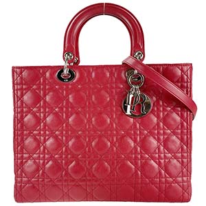 ディオール レディディオール カナージュ ラージ ラムスキン ピンク 2WAY ハンドバッグ