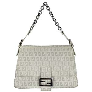 フェンディ マンマバゲット ズッキーノ コーティング キャンバス ホワイト ショルダーバッグ