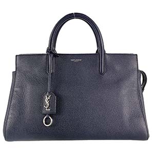 サンローラン カバ リヴ ゴーシュ カーフスキン ネイビー 2WAY ハンドバッグ