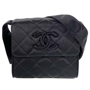 シャネル マトラッセ サテン ブラック ショルダーバッグ