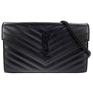 サンローラン エンベロープ カーフスキン ブラック チェーンウォレット