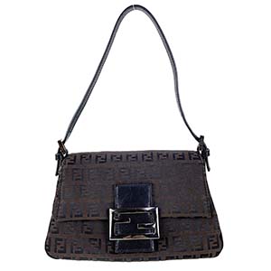 フェンディ マンマバゲット ズッカ キャンバス レザー ブラウン ブラック ショルダーバッグ