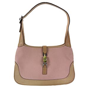 グッチ ジャッキー キャンバス レザー ピンク ベージュ ショルダーバッグ