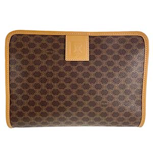 セリーヌ マカダム PVC レザー ブラウン クラッチバッグ