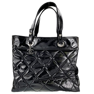 シャネル パリビアリッツPM パテント ブラック トートバッグ