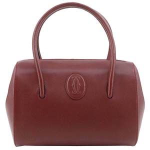 カルティエ マストライン レザー ボルドー ハンドバッグ
