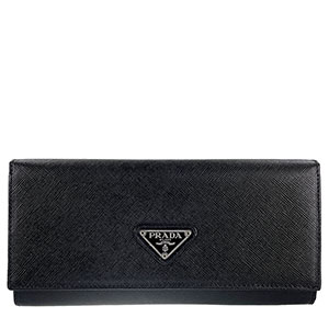 プラダ サフィアーノ レザー ブラック 二つ折り 長財布