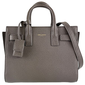 サンローラン サック ド ジュール ナノ レザー グレー 2WAY ハンドバッグ