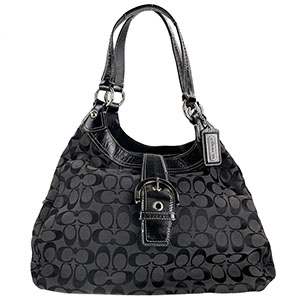 コーチ シグネチャー キャンバス レザー ブラック ショルダーバッグ