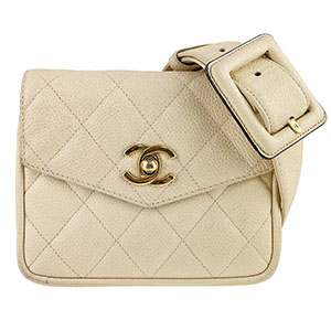シャネル マトラッセ キャビアスキン ベージュ ウエストバッグ