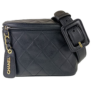 シャネル マトラッセ キャビアスキン ブラック ウエストバッグ