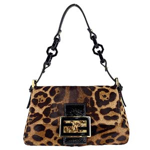 フェンディ マンマバゲット ハラコ ブラウン ショルダーバッグ