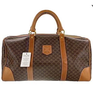 セリーヌ マカダム PVC レザー ブラウン ボストンバッグ