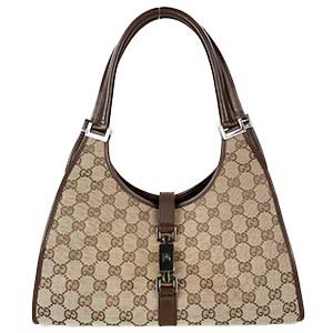 グッチ ジャッキー GGキャンバス レザー ベージュ ブラウン ハンドバッグ
