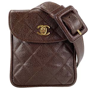 シャネル マトラッセ キャビアスキン ブラウン ウエストバッグ