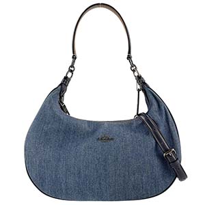 コーチ デニム レザー ブルー ブラック ショルダーバッグ