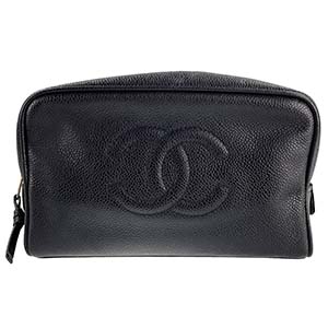シャネル キャビアスキン CCロゴ ブラック ポーチ