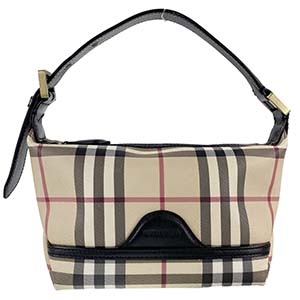 バーバリー ノバチェック PVC レザー ベージュ ブラック ショルダーバッグ