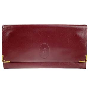 カルティエ マストライン レザー ボルドー クラッチバッグ