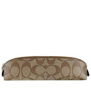 コーチ シグネチャー PVC レザー ベージュ ブラウン ペンケース