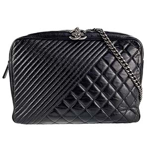 シャネル ココボーイ カーフスキン ブラック ショルダーバッグ