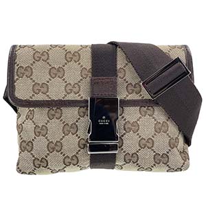 グッチ GGキャンバス キャンバス ベージュ ブラウン ウエストバッグ