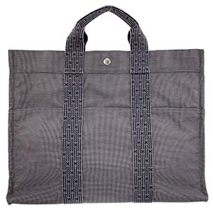 エルメス エールラインMM ナイロン キャンバス グレー トートバッグ