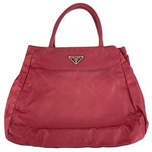 プラダ ナイロン キャンバス レッド ハンドバッグ