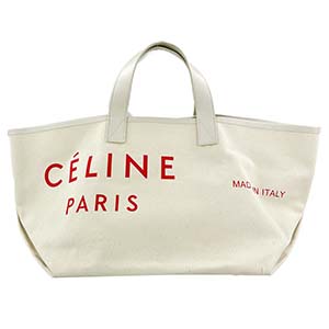 セリーヌ メイド イン トート スモール キャンバス レザー アイボリー レッド トートバッグ