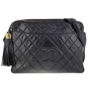 シャネル マトラッセ 27ccm フリンジ ラムスキン ブラック ショルダーバッグ