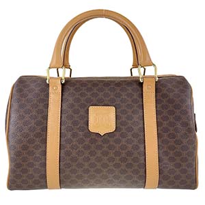 セリーヌ マカダム PVC レザー ブラウン ミニ ボストンバッグ