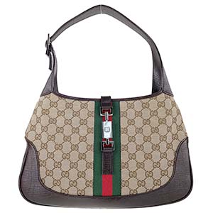 グッチ ジャッキー GGキャンバス シェリーライン レザー ベージュ ブラウン ショルダーバッグ