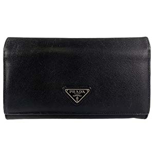 プラダ サフィアーノ レザー ブラック 二つ折り 長財布
