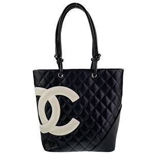 シャネル カンボンライン カーフスキン ブラック ミディアム トートバッグ