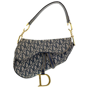 ディオール サドルバッグ トロッター キャンバス レザー ネイビー ショルダーバッグ