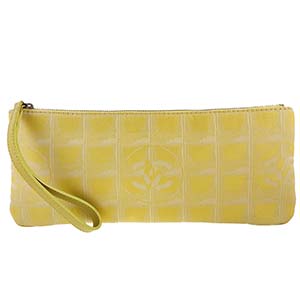 シャネル ニュートラベルライン ナイロンジャガード レザー イエロー ポーチ