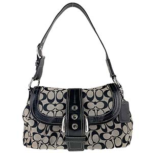 コーチ シグネチャー キャンバス レザー ブラック ショルダーバッグ