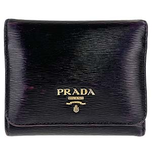プラダ ヴィッテロムーブ レザー ブラック 三つ折り 財布