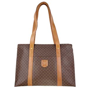 セリーヌ マカダム PVC レザー ブラウン トートバッグ