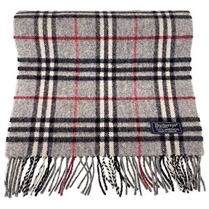 バーバリー ノバチェック カシミヤ100％ グレー マフラー