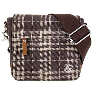 バーバリー ノバチェック キャンバス レザー ブラウン ショルダーバッグ
