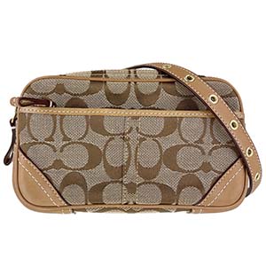 コーチ シグネチャー キャンバス レザー ベージュ ウエストバッグ