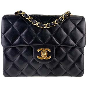 シャネル ミニ マトラッセ 18cm ラムスキン ブラック ショルダーバッグ