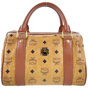 MCM ヴィセトス PVC レザー ブラウン ミニ ボストンバッグ