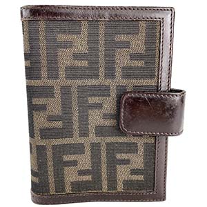 フェンディ ズッカ キャンバス レザー ブラウン 6穴 手帳カバー