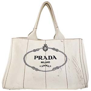プラダ カナパ キャンバス ホワイト トートバッグ